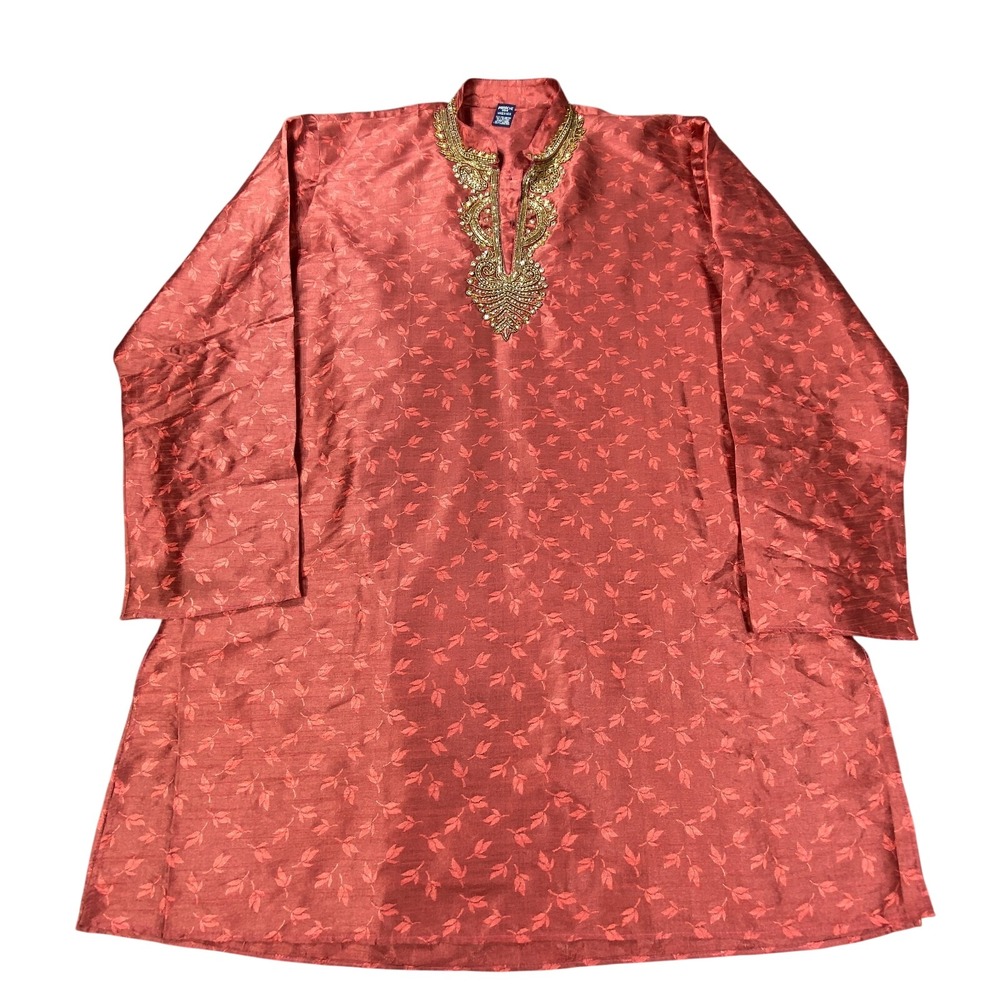 Panache India Kurta 46 Red Embroidered Tunic Ethnic Festival Traditional Boho‎